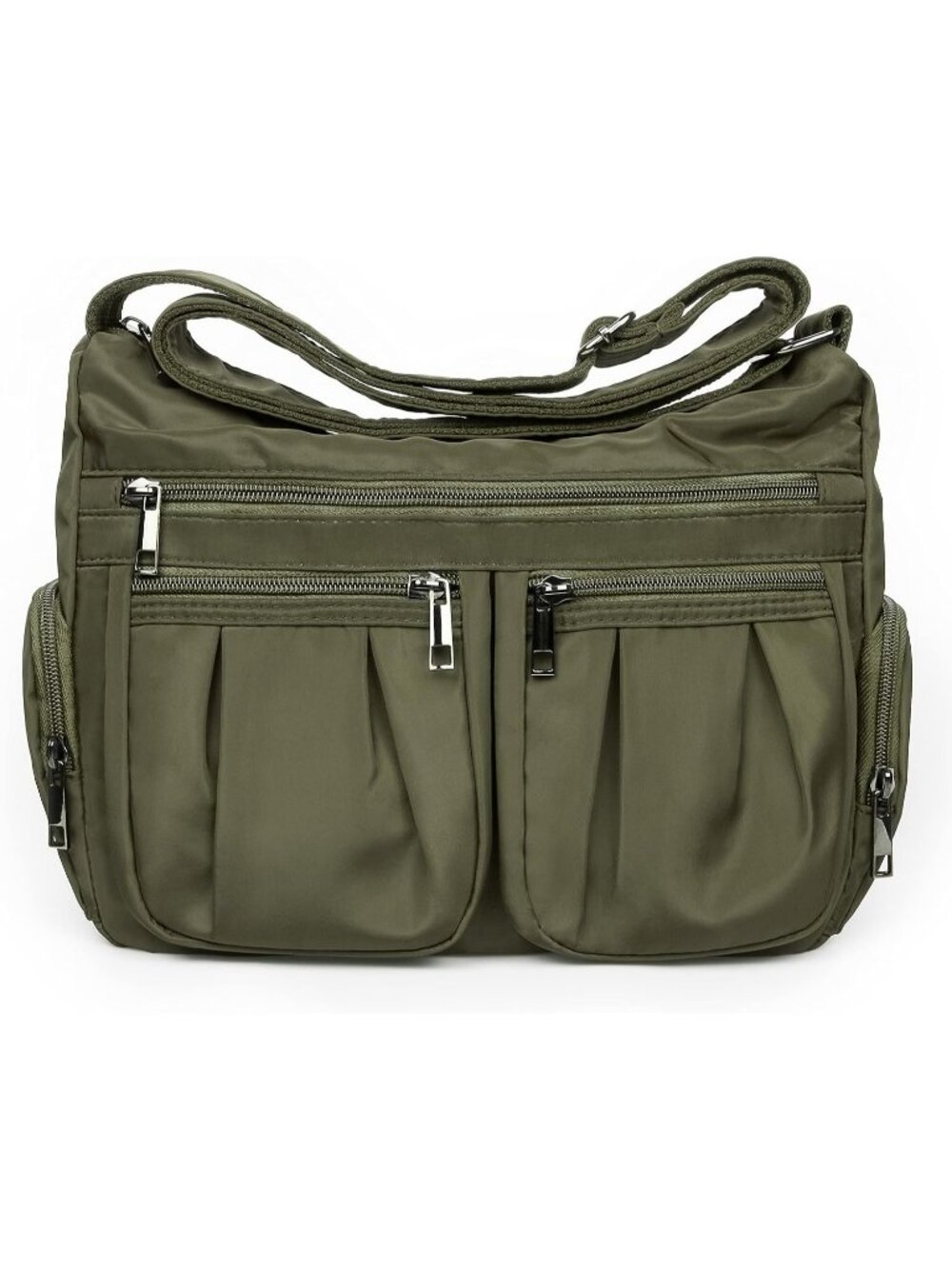 Women's Army Green Nylon Crossbody Bag Water Resistant Anti Theft Travel Purse